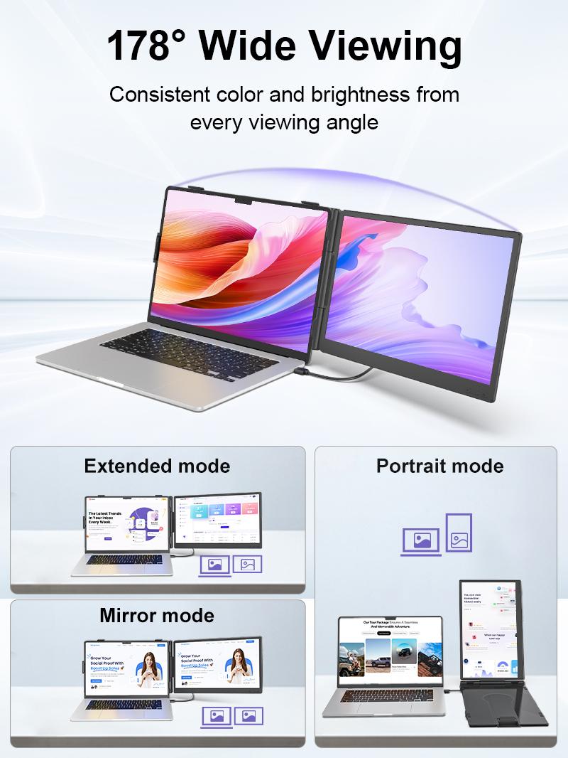 【TikTokShopSpringGlowUp】Cevaton Laptop Screen Extender 1.87lbs Ultra-Portable & Ultra Slim, 14" FHD 1080P Single Portable Monitor for 13.3"-17.3" Laptop, Plug & Play Travel Monitor Extender Compatible with Wins/Mac/Chrome/Android 【TikTokShopSpringGlowUp】Cevaton Laptop Screen Extender 1.87lbs Ultra-Portable & Ultra Slim, 14" FHD 1080P Single Portable Monitor for 13.3"-17.3" Laptop, Plug & Play Travel Monitor Extender Compatible with Wins/Mac/Chrome/Android