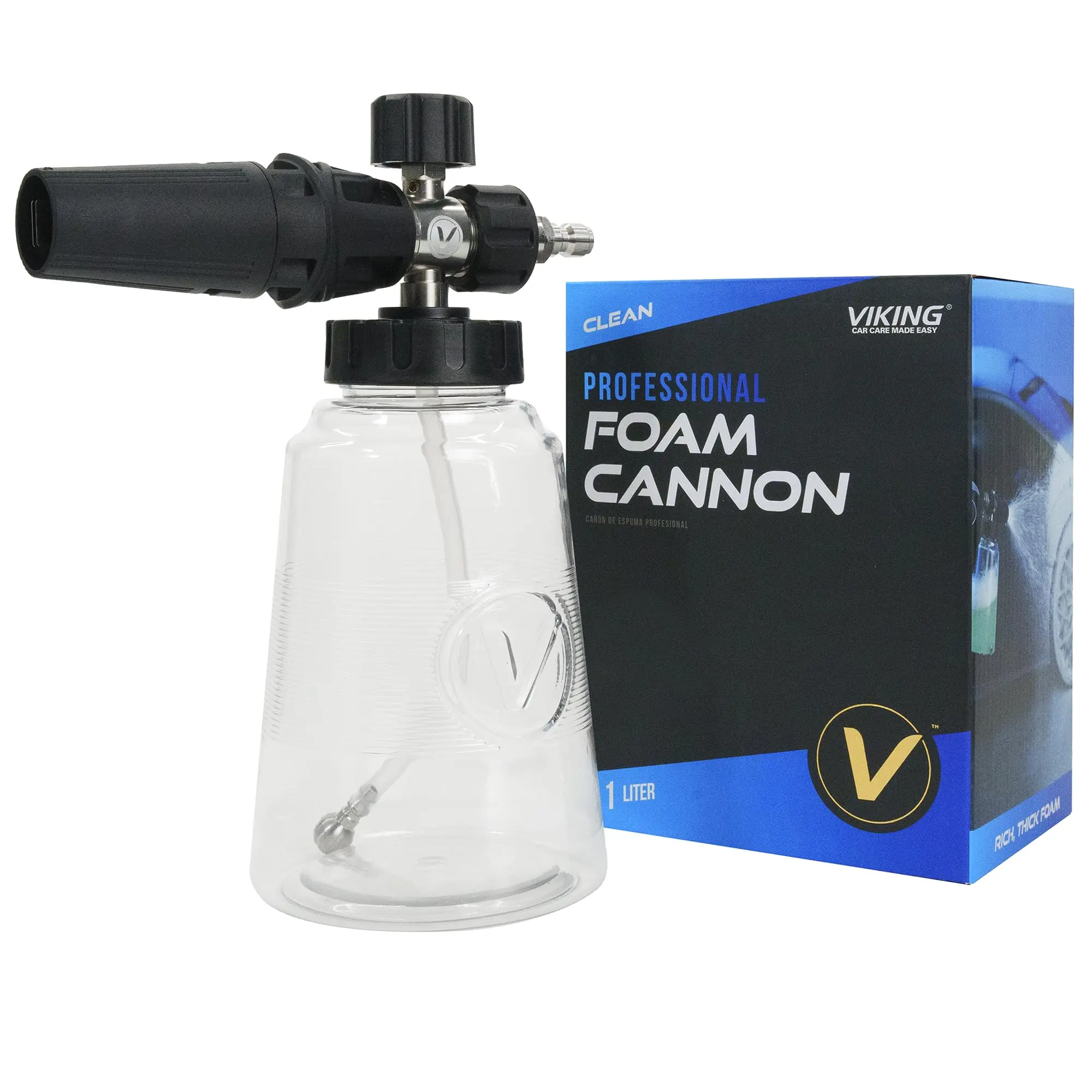 VIKING Professional Foam Cannon for Car, Adjustable Spray Nozzle, 1.1 Liter Soap Canister, 1/4" Quick Connect Plug for Pressure Washer and Car Detailing Kit