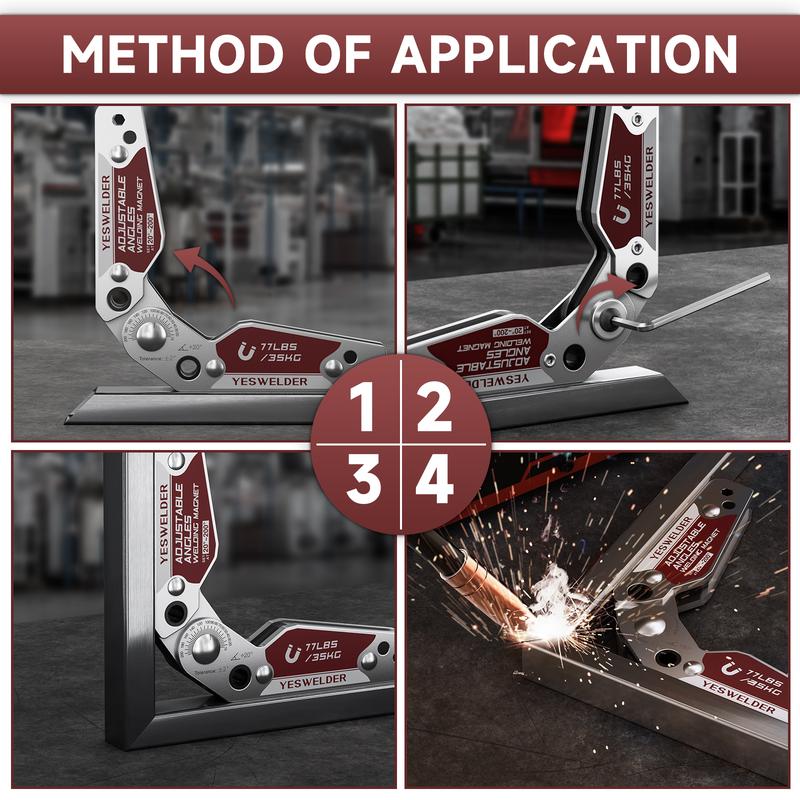 YESWELDER Adjustable Welding Magnet with Angle Scale 20-200° | 48LBs/77LBs Holding Power Magnetic Welding Positioner for Soldering, Metal Fabrication & Pipe Installation