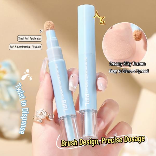 [PIPL]Dual-effect Concealer & Foundation Eye Concealer - 24-hour long-lasting, high-coverage matte finish. Korean pressed powder foundation for a flawless complexion. Covers acne marks, sculpts the nose, and nourishes the skin.