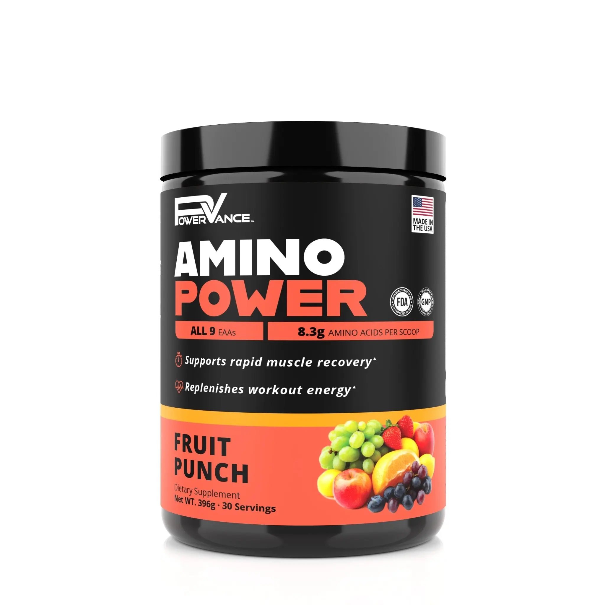 PowerVance Amino Power – Fruit Punch | Post-Workout Recovery & Hydration