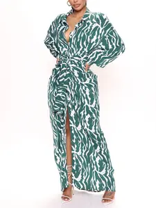 Safari Vibes Maxi Dress - Green/combo