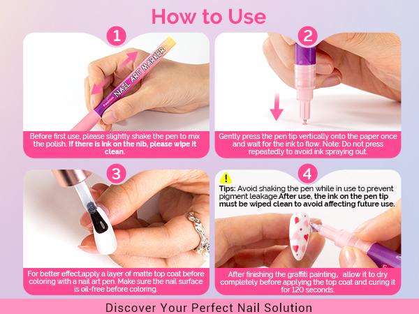 MelodySusie Nail Art Pens Set 0.5MM Nail Polish Pens for Nail Art, Nail Dotting Tool, Drawing Pen for Nail Design for Salon and DIY at Home