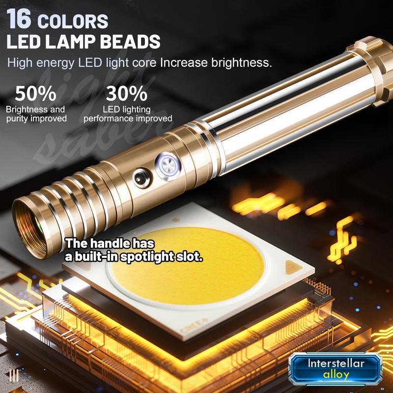 Light Saber, Heavy Dueling Light Sabers 2 Pack, 12 RGB Colors 16 Sound Fonts with Metal Hilt Double-Bladed Light Saber Smooth Swing Motion Control 2 in 1 Light Sabers for Adults Valentine's Day gift