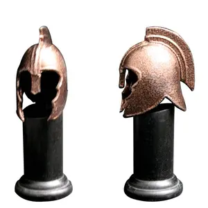 HL 4316L-MINI 7.5" Mini Troy Greek Warrior Helmet Stand Decor Bronze