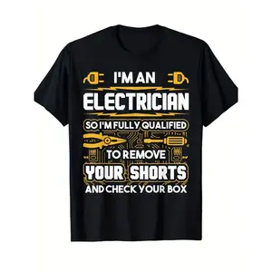 Funny Electrician T-Shirt - "I'm an Electrician" Saying with Tools Design - Shirt with Orange & Text - Lightweight Everyday & Halloween Gift for Electricians