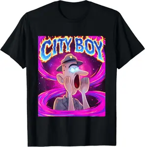 100% CottonCity Boy Brainrot Meme Reaction Loud Funny Cartoon T-Shirt