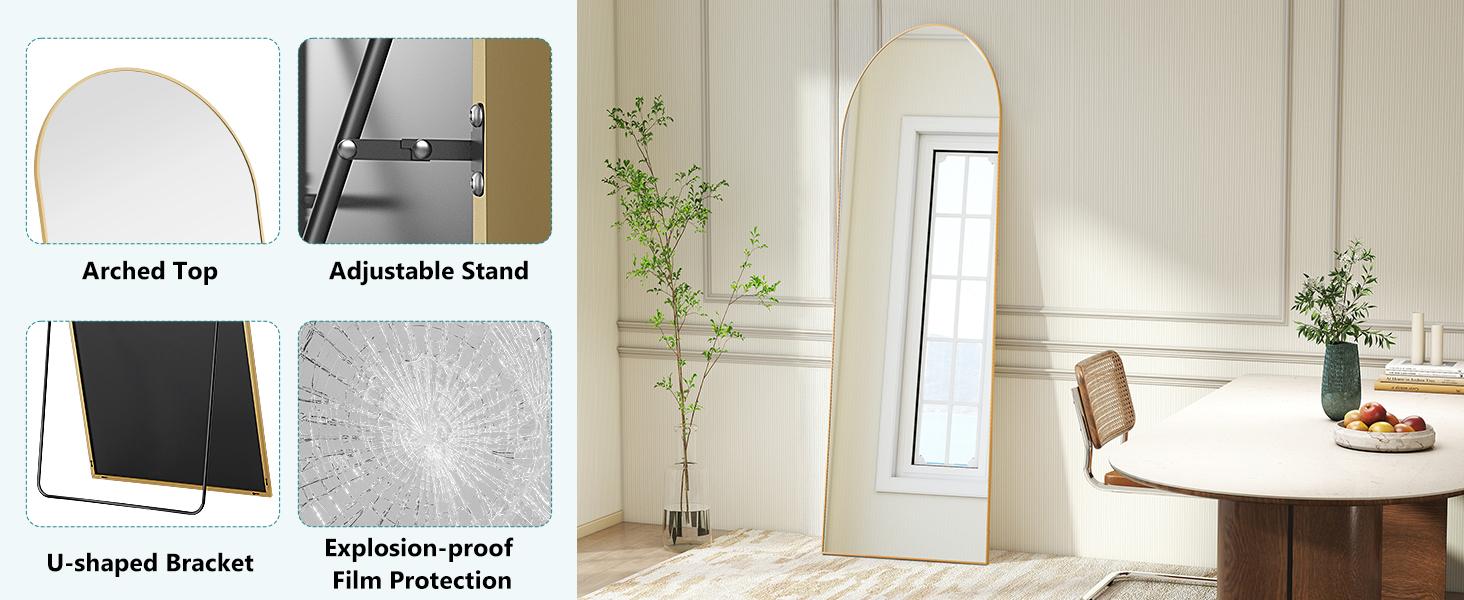 【Deal】Full Length Mirror Hanging or Leaning Against Wall, with Stand Aluminum Alloy Thin Frame for Living Room Bedroom Decorating Home