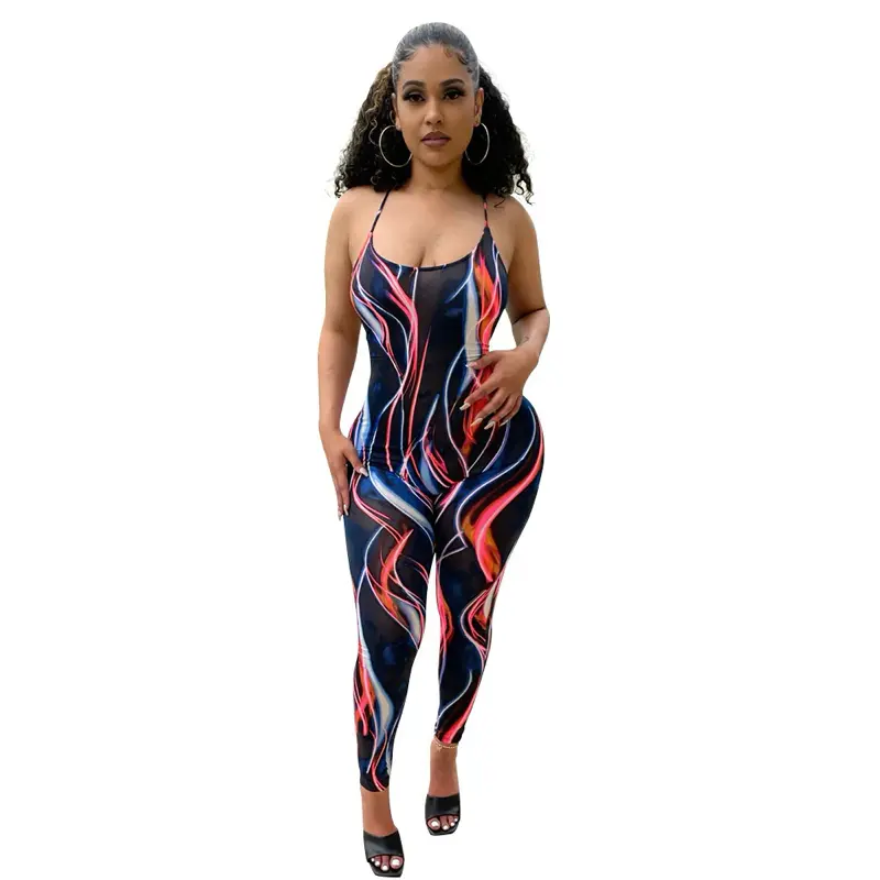 Neon Swirl Chic: Bold Bodycon Jumpsuit Style