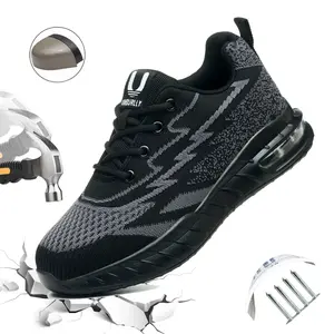 Women's Safety Shoes Anti-Smash European Standard Wide Steel Toe Anti-Penetration Kevlar Lightweight Breathable Fashion Black Women's Work Shoes Suitable for Outdoor Construction Factory Workshop Four Seasons Model