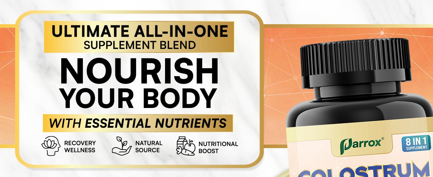 New Mom Set - Postpartum Care & Recovery Supplement - Parrox Iron Probiotics & Colostrum Dietary Supplement - Ultimate Healthcare with Vitamin C, B6 + B12 - (60 Veggie Capsules)