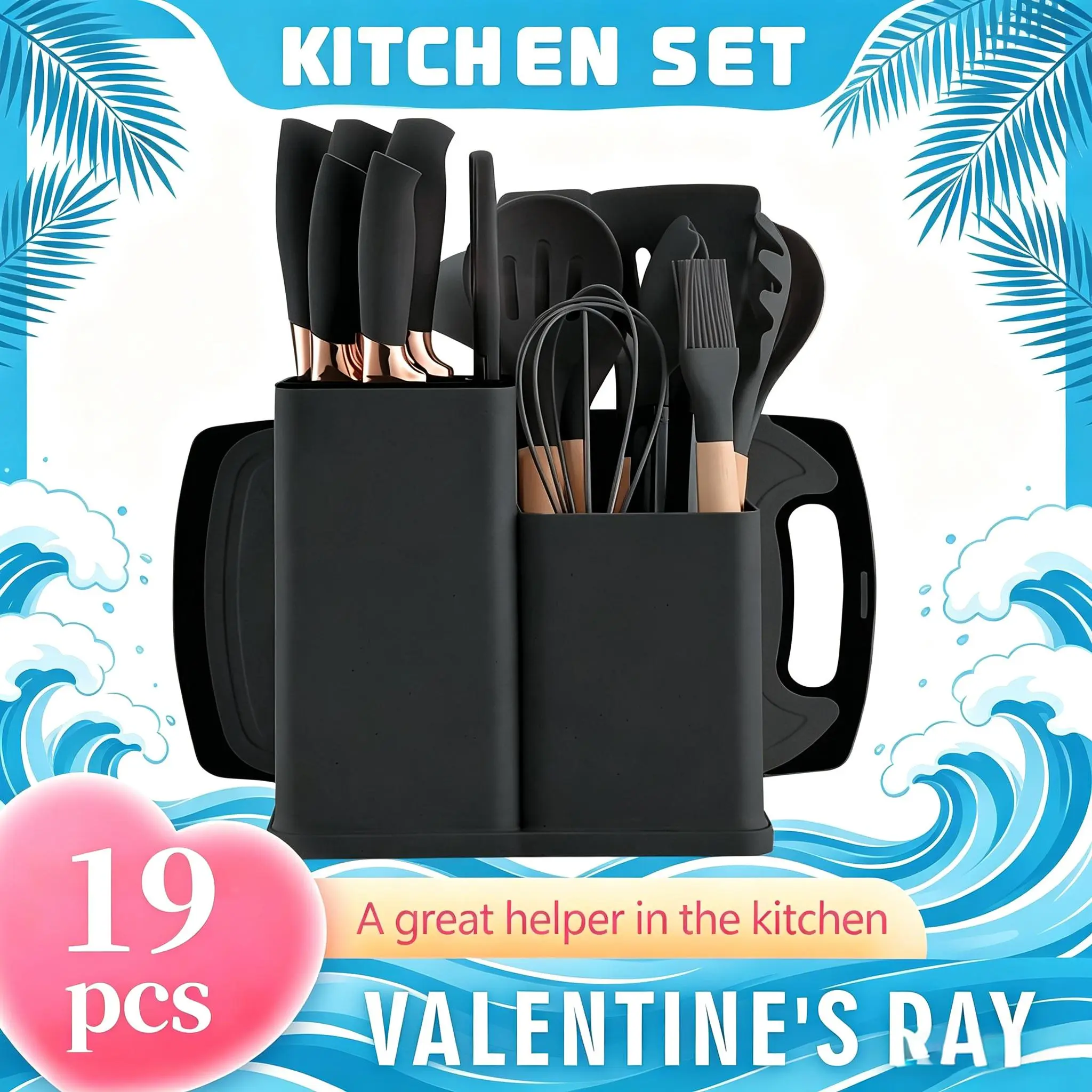 19 Pcs Silicone Kitchen Utensils Set with Wooden Handle & Knives - Heat-Resistant, Non-Stick Cooking Tools & Storage Bucket - Perfect Kitchen Gadgets for Easy Cooking and Cleaning Cookware Barrel Stainless Steel kitchen
