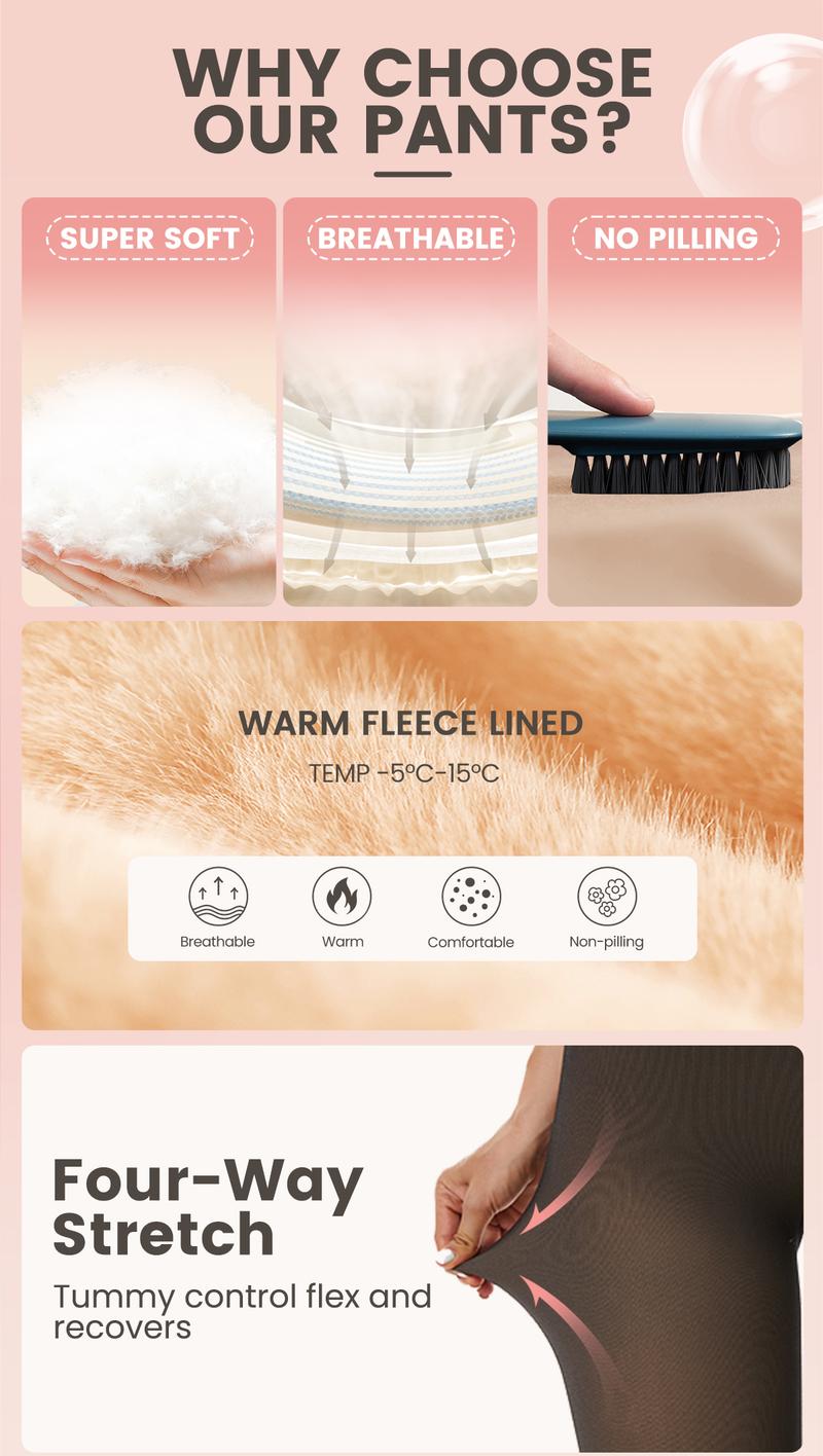 SHOWITTY Fleece Lined Tights For Women Fake Translucent Pantyhose High Waisted Thermal Leggings Ladies Stretch Sheer Thick Winter Warm Stocking Womenswear Fits Stretchy Soft