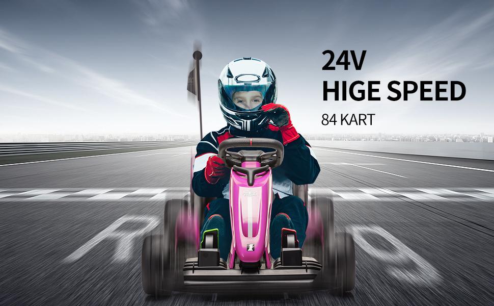 GARVEE 24V Electric Drift Go Kart Car with Adjustable Seat, Outdoor Ride-On Toy Featuring Variable Speed Mode, High-Speed Racing, and Immersive Gaming Combo for Ages 6 and Up