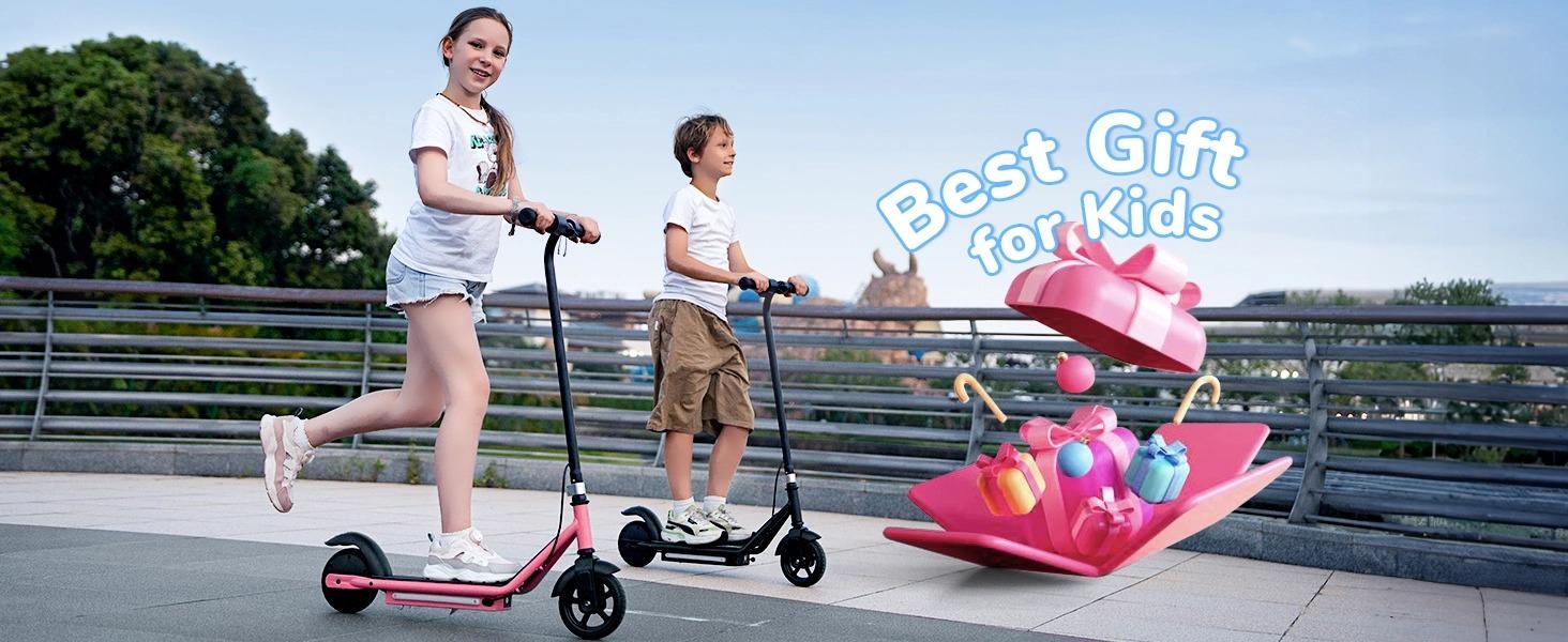 【Kids Love It!】Kids Electric Scooter with LED Display, ‎6' Solid Tires, 10MPH, 150W Motor, 154lbs Max Load, Electric Kids Scooterwith LED Display for Kids Ages 6-14