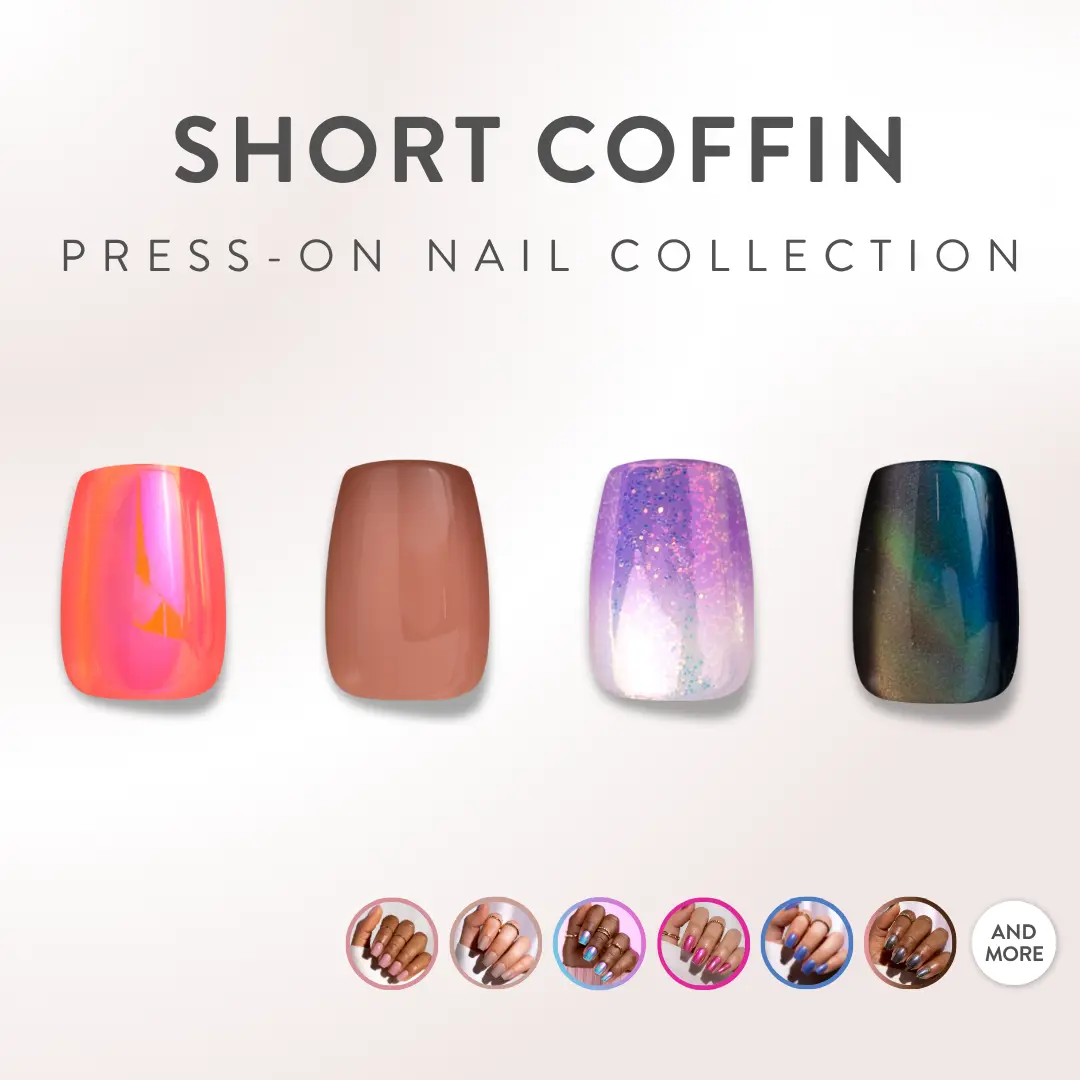 Red Aspen Short Coffin Press On Nails Salon-Quality Damage-Free 2-Week Wear Nail Dashes