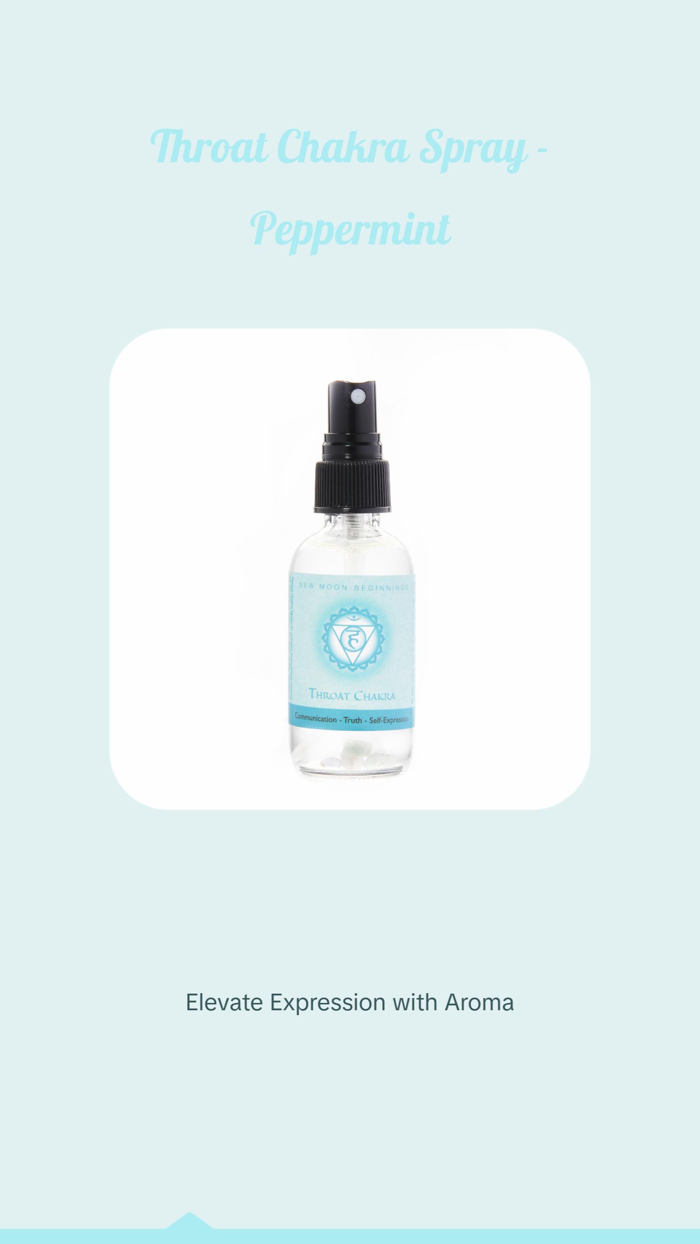 New Moon Beginnings Throat Chakra Spray - Peppermint Fragrance - Oral Aroma for Sensitive Individuals New Moon Beginnings Throat Chakra Spray - Peppermint Fragrance - Oral Aroma for Sensitive Individuals