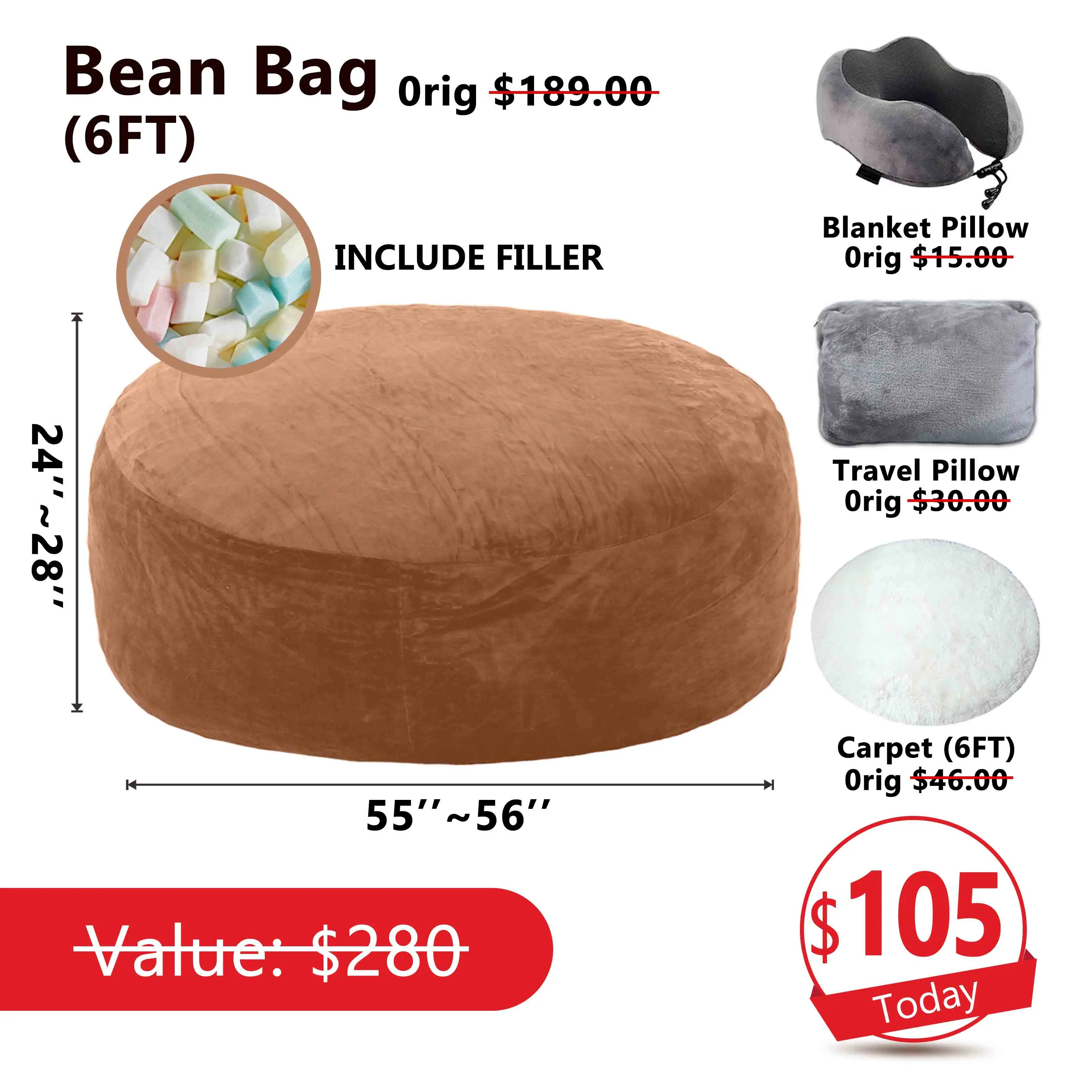 Jumbo Brown(Incl. Filler U-pillow Blanket Carpet)
