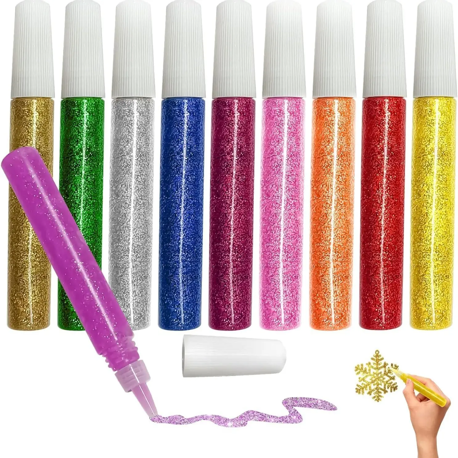 10/30 Pack Washable Glitter Glue Stick Set, DIY Arts & Crafts Glitter Pens, Glitter Glue Gel Pens for Art Projects, Grad Caps Assorted Colors Glue Stick, Decorating Supplies
