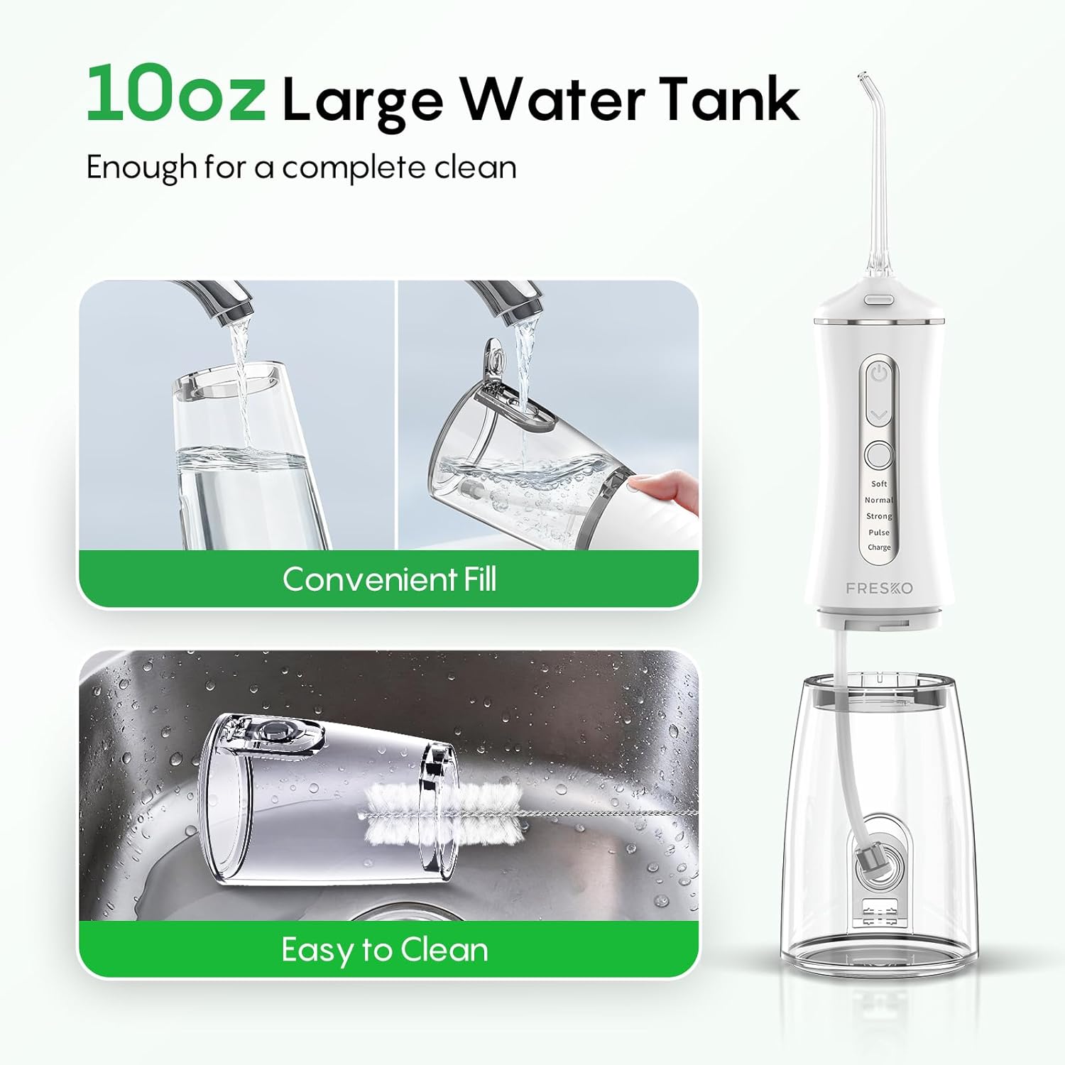 Water Dental Flosser 50-Day Battery, IPX7 Waterproof, 5 Tips, 300ML Oral Irrigator for Braces & Sensitive Gums | Deep Plaque Removal, 4 Modes