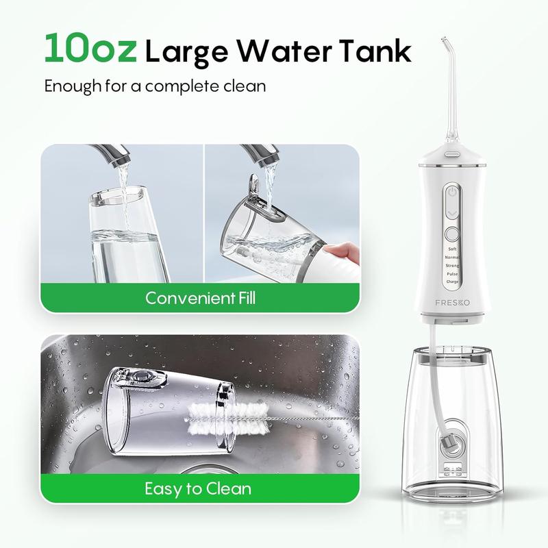 Water Dental Flosser 50-Day Battery, IPX7 Waterproof, 5 Tips, 300ML Oral Irrigator for Braces & Sensitive Gums | Deep Plaque Removal, 4 Modes