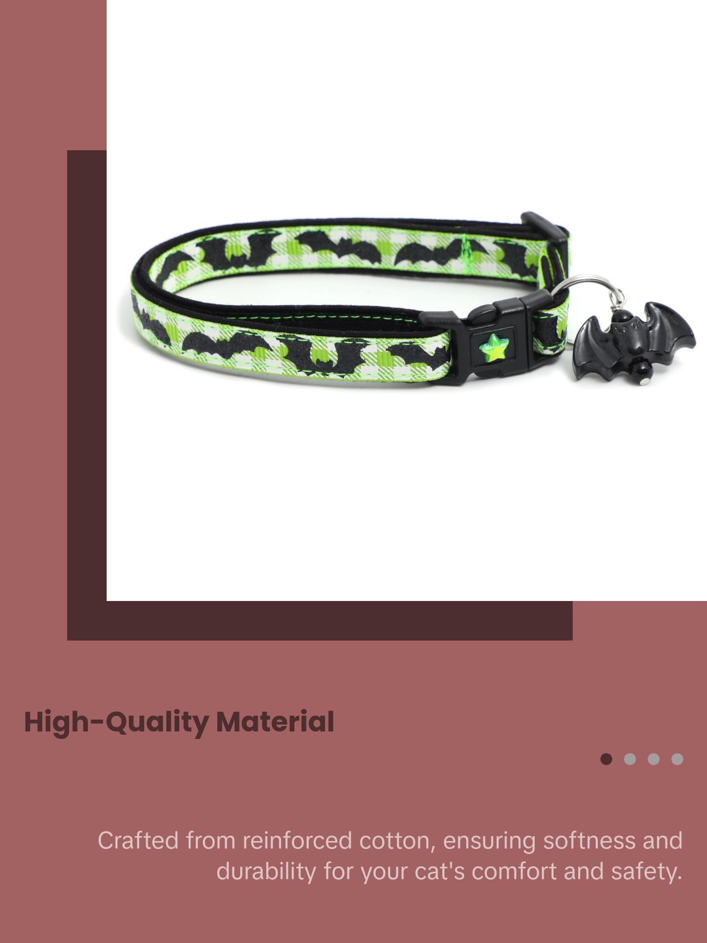 Halloween Breakaway Safety Cat Collar Glitter Bats on Plaid with Matching Jingle Bell & Charm by Pugs2Persians