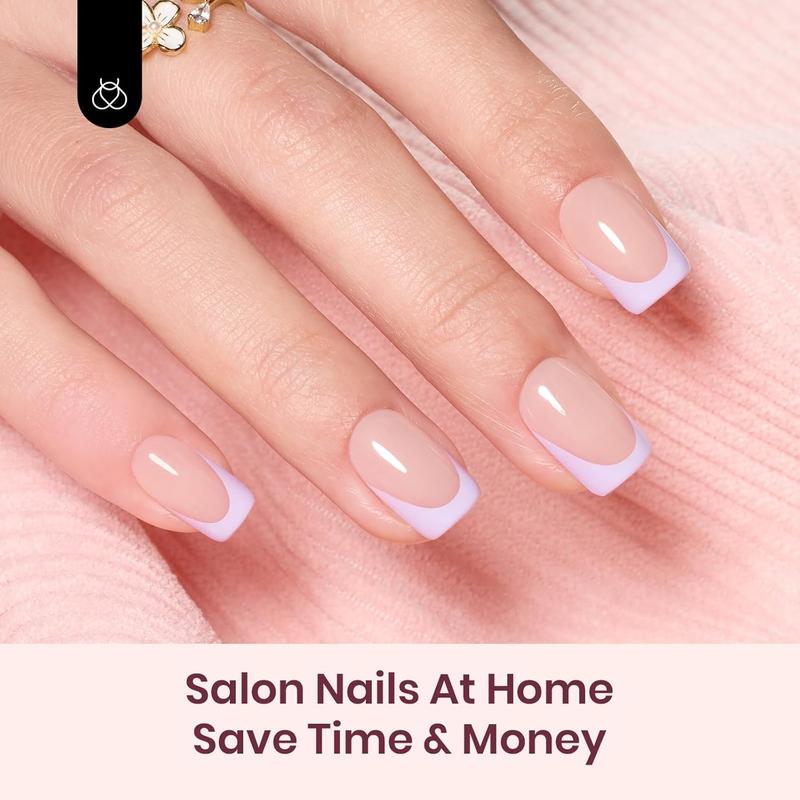 Beetles X PRESS PLUS French Tips Press on Nails Kit – 224Pcs Spring Pastel Soft Nail Gel Tips in 16 Sizes, Salon-Quality DIY Manicure in 15 Mins for Women