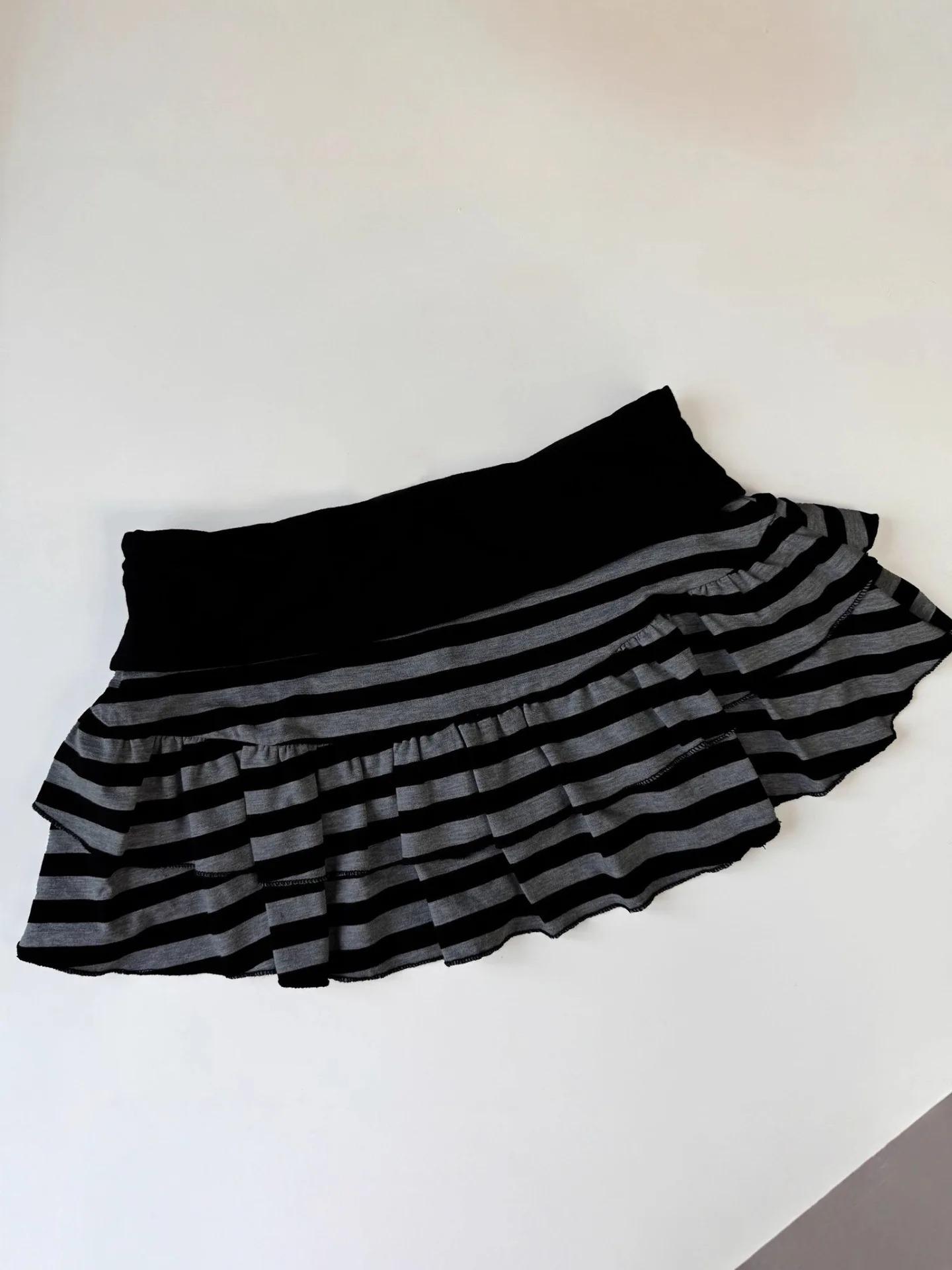 2026 Y2K Sexy Striped Color Block Mini Skirt For Women Korean Japanese Street Style Niche Versatile A Line Fashion Skirt