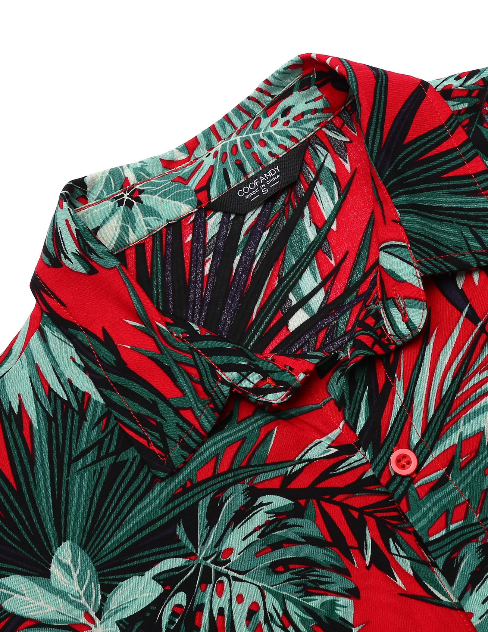 COOFANDY Men's Set Hawaiian Matching Set Summer Beach 2 Piece Outfits Flower Shirts and Shorts Tropical Fabric Tropical Fabric Floral Menswear  Shortsleeve Loose