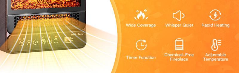 [3s-fast heating] - Portable Mini Space Heater, Electric Heater for Home with Thermostat, 1-12H Timer, Eco Mode and Fan Mode, 1500W PTC Ceramic Fast Safety Energy Efficient Heater for Office Bedroom