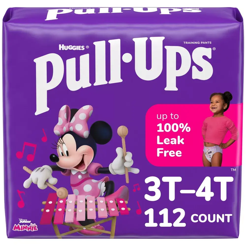 Pull-Ups Girls' Learning Design Pack Disposable Training Pants, Baby Clothing, Cotton Toddler Underwear, Underwear-Fit, 3T-4T, Soft Cotton, Stretchy Sides, Big‑Kid Stretch