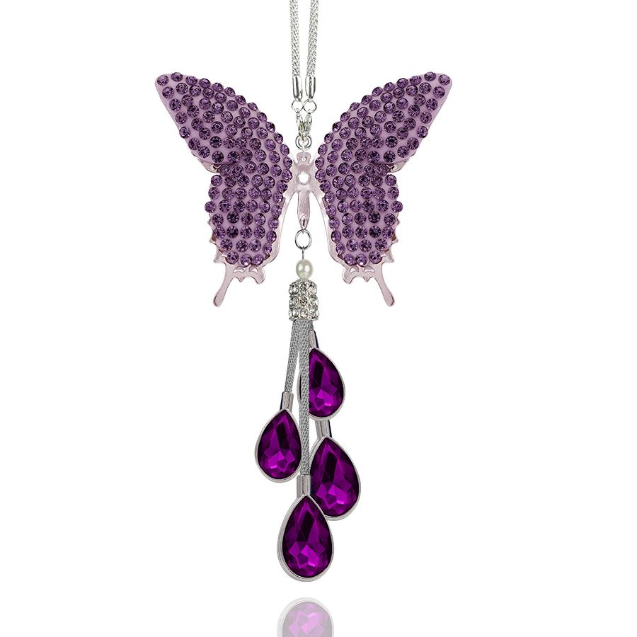 Glam Butterfly Car Mirror Decor with Pearl   Crystal Drops Car Accessories for Her