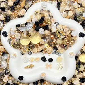 Timeless Elegance- Soft Resin Nail Art Charms with Rhinestones – Drillable Floral Resin Decorations for Press-On Nails, Jewelry & DIY Crafts