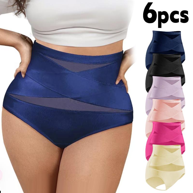 High Waist Shapewear Panties 12 Pack - Tummy Control & Butt Lift Power Net Postpartum Comfortable Breathable Skin Friendly Autumn Winter Women Slimming Body Shaping Basic Christmas Gifts Piece Hip Fabric Lightweight Soft Compression Day Womenswear