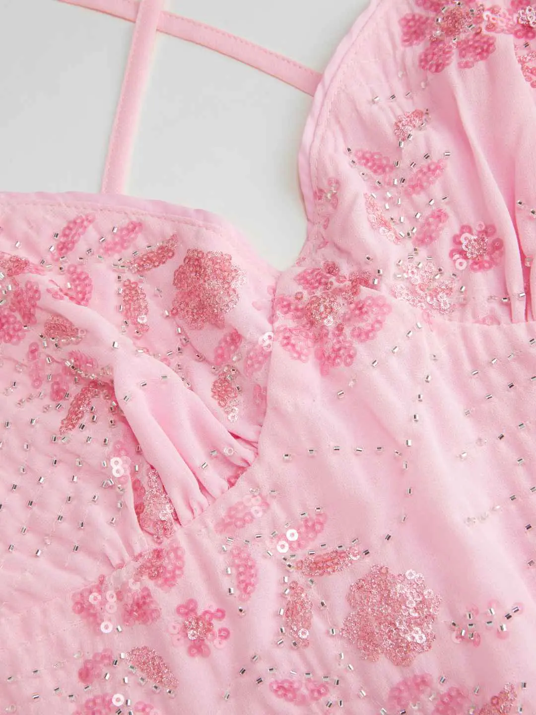 cider floral sequin dress Buy Cider Floral Sequin Scoop Neckline Split Mini Dress (XXS) Online