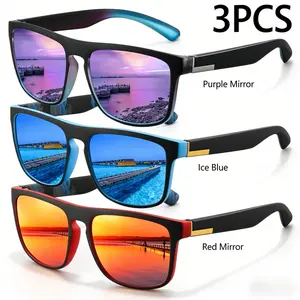 Polarized Square Sunglasses 3-Packs for Men & Women UV400 Protection Luxury Designer Eyewear for Driving & Outdoor Activities