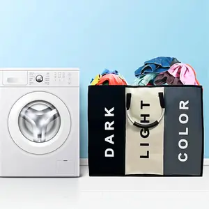 Laundry Hamper Oxford Cloth Foldable Storage Basket Portable Handled Laundry Basket Large Capacity Multi-Purpose Storage Bag Collapsible Aluminum Ring Design