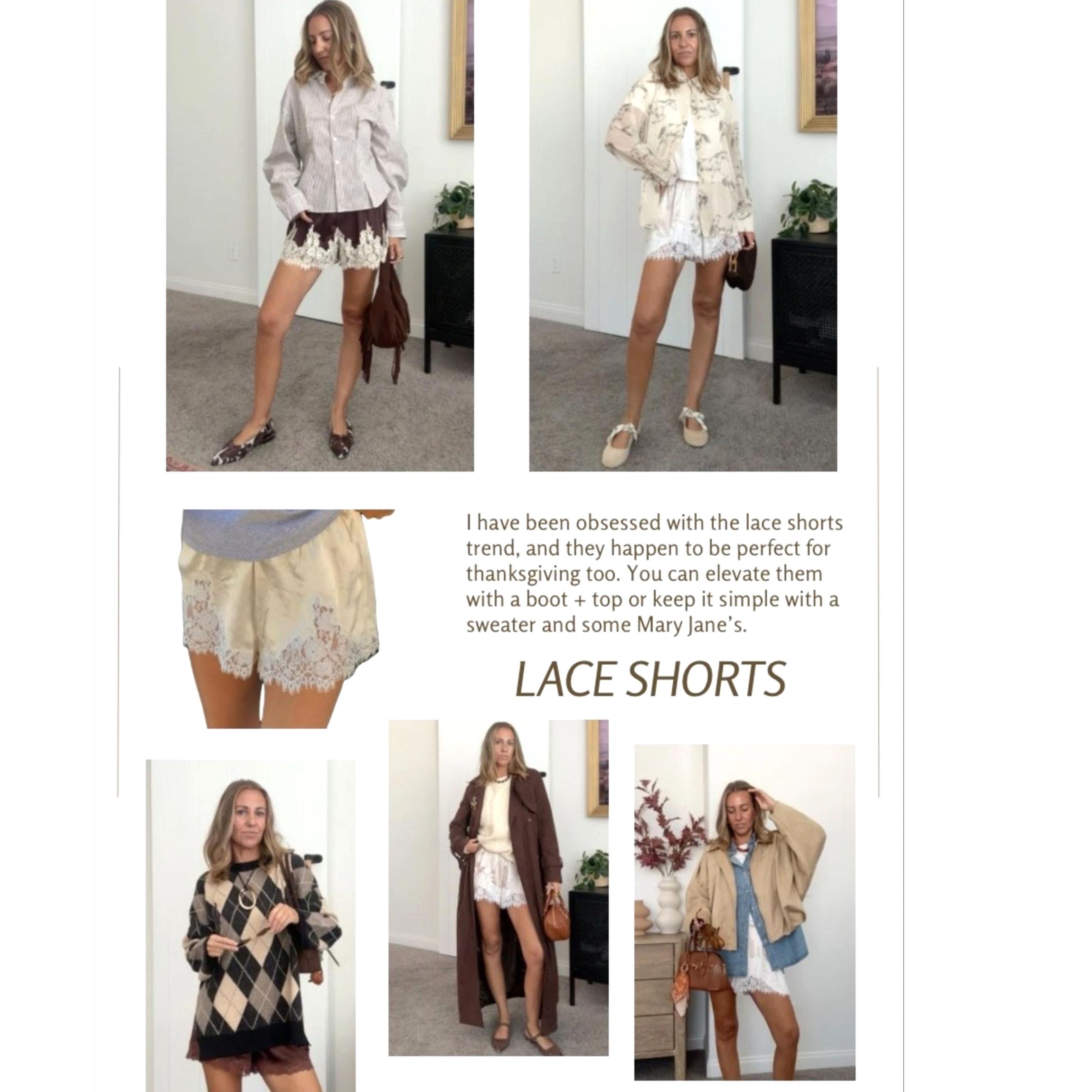 Buenoble Silky Lace Trim Shorts for Women Elegant Satin Lounge Shorts Fall Winter Chic OOTD SpringStatements