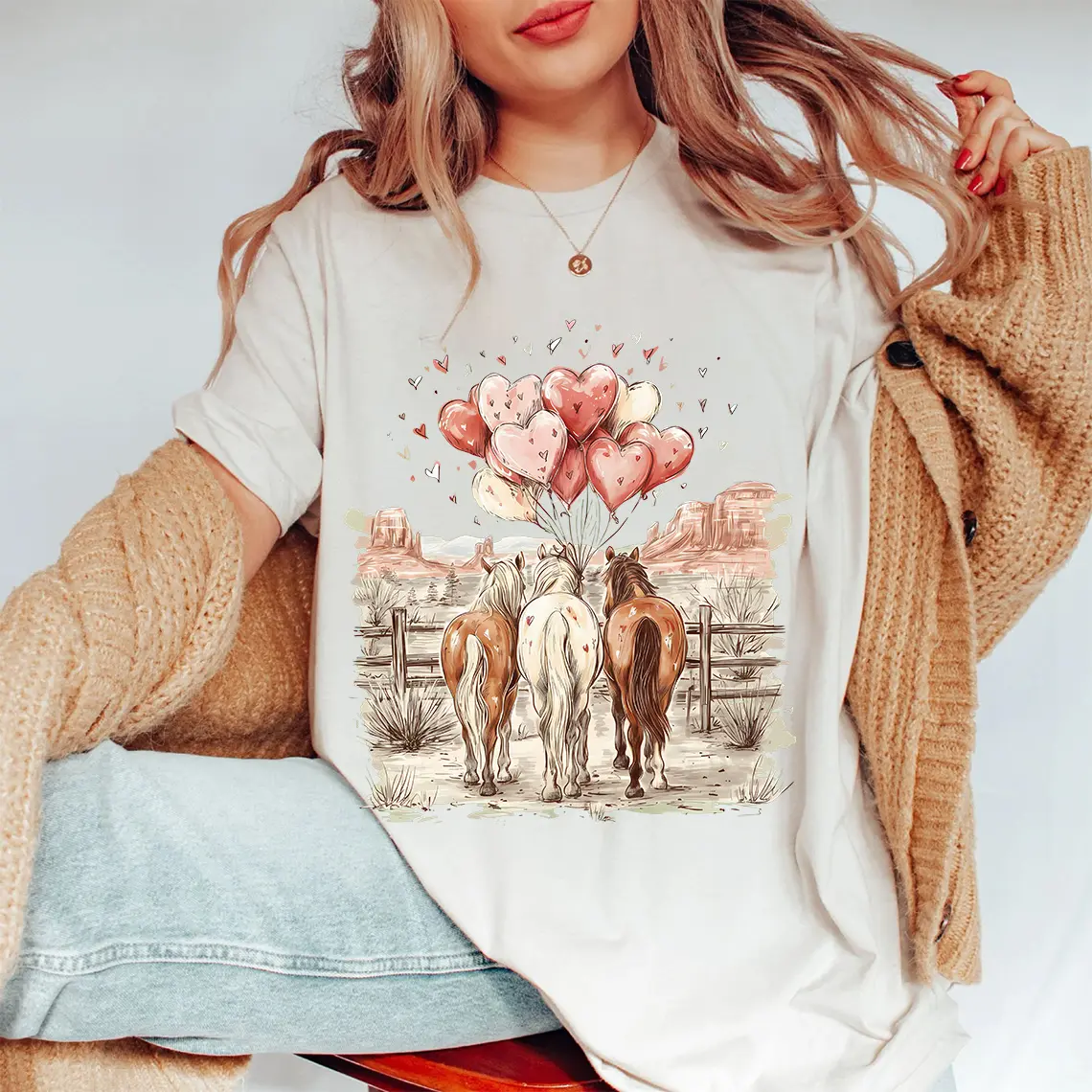 Western Horse Valentine, Valentine's Day Horse, Western Valentine Shirt, Valentine Heart Tee, Love Xoxo Pattern, Sublimation Designs - scs16532