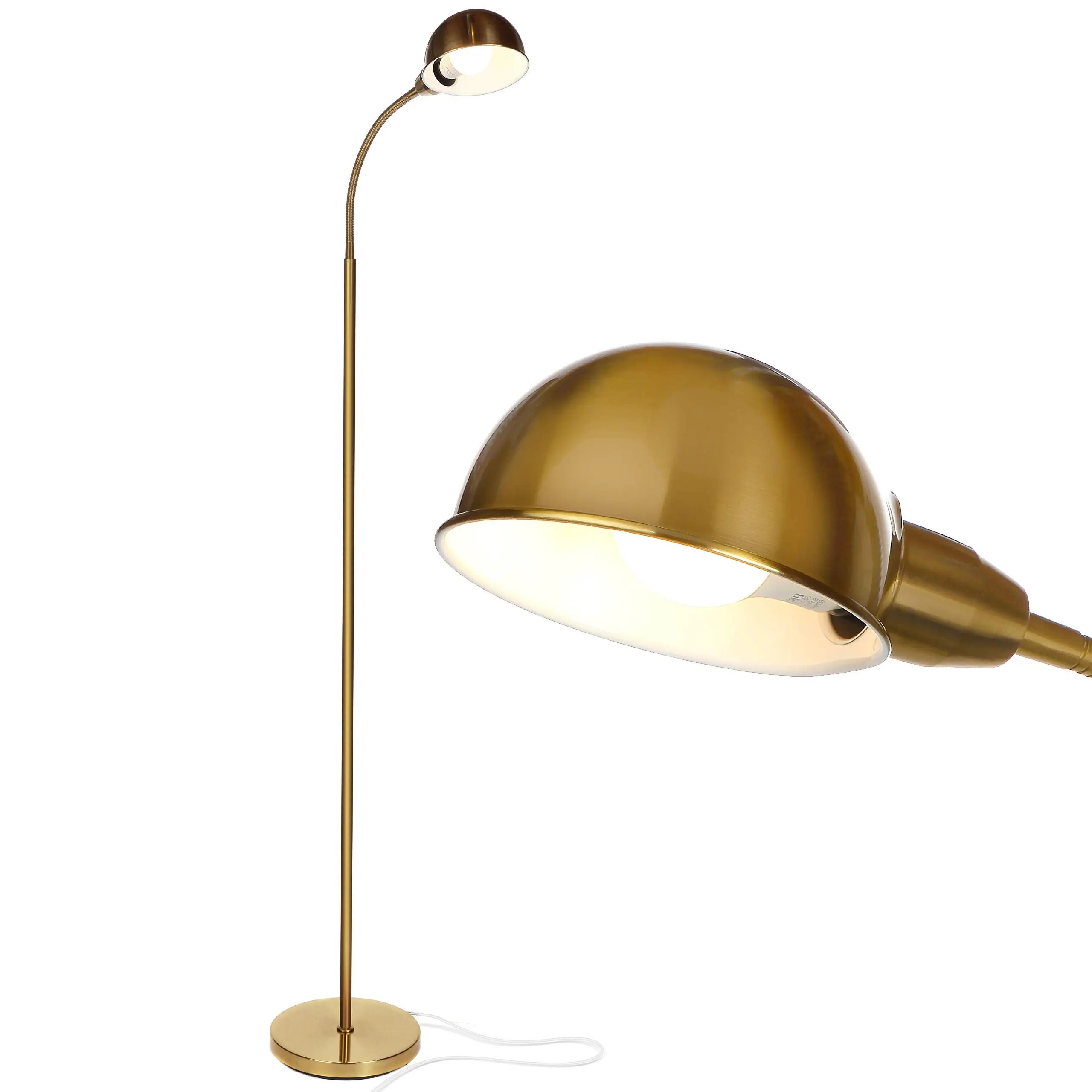 Brightech Regent LED Floor Lamp, Free Standing Corner Pole Light with Adjustable Gooseneck, Tall Bright Skinny Lamp for Office Desk, Living Room Sofa or Chair - Brass/Gold, Led Bulb, Adjustable Led Lamps, Bases & Shades