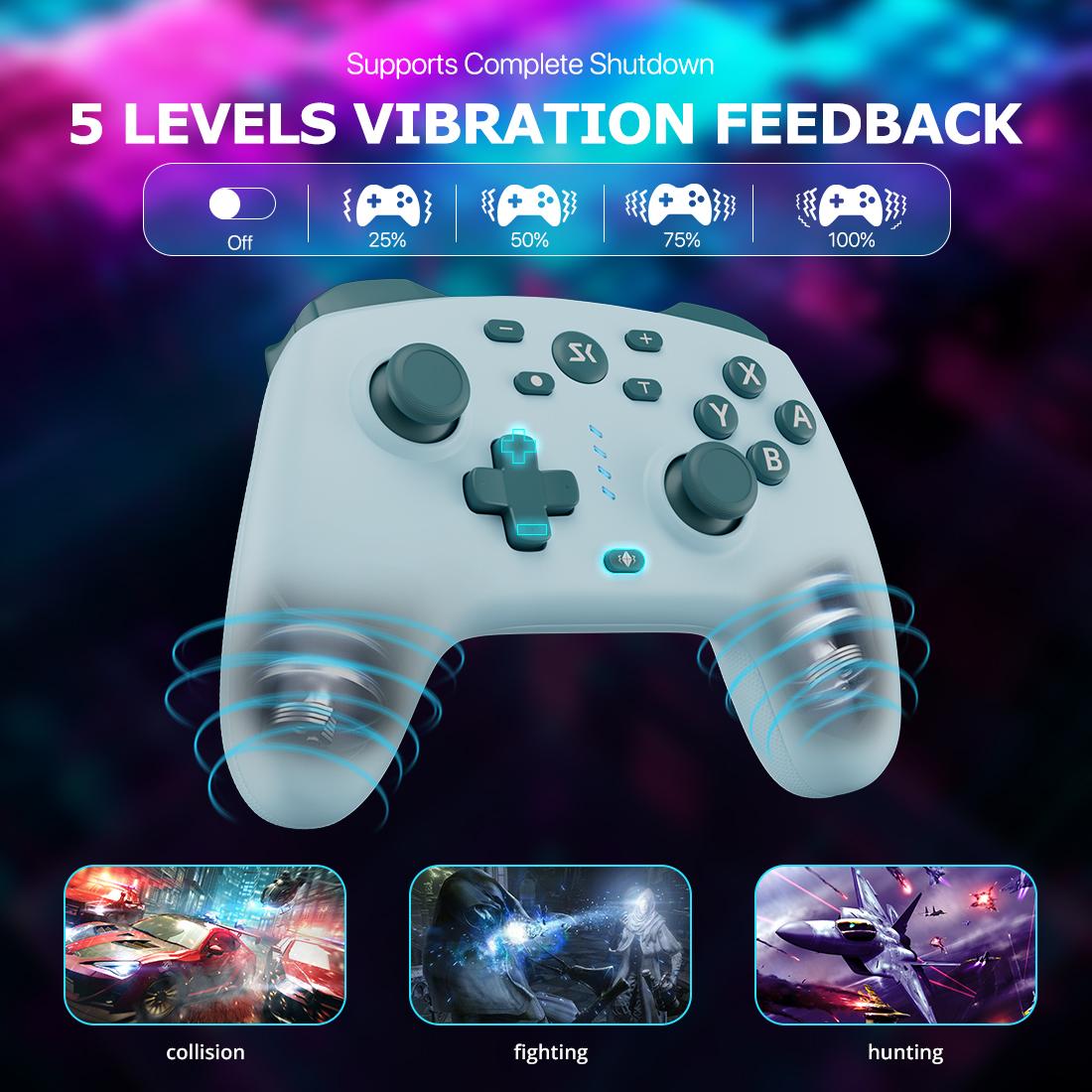 Wireless Gaming Controller for PC, Switch/Switch 2, iOS, Android, With 2.4G Adapter, Hall Effect Stick & Trigger, Back Paddles, Turbo Mode, No Stick Drift, Lake Blue AG46