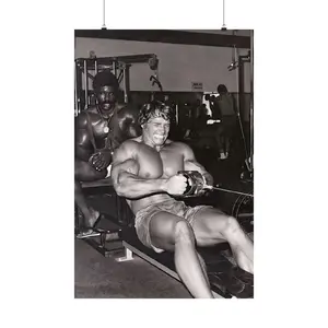 [UNFRAMED POSTER] Arnold Schwarzenegger Rare Photo Magazine Gold Gym Training Mr Olympia Poster, Vintage Gym Bodybuilding Fitness Icon