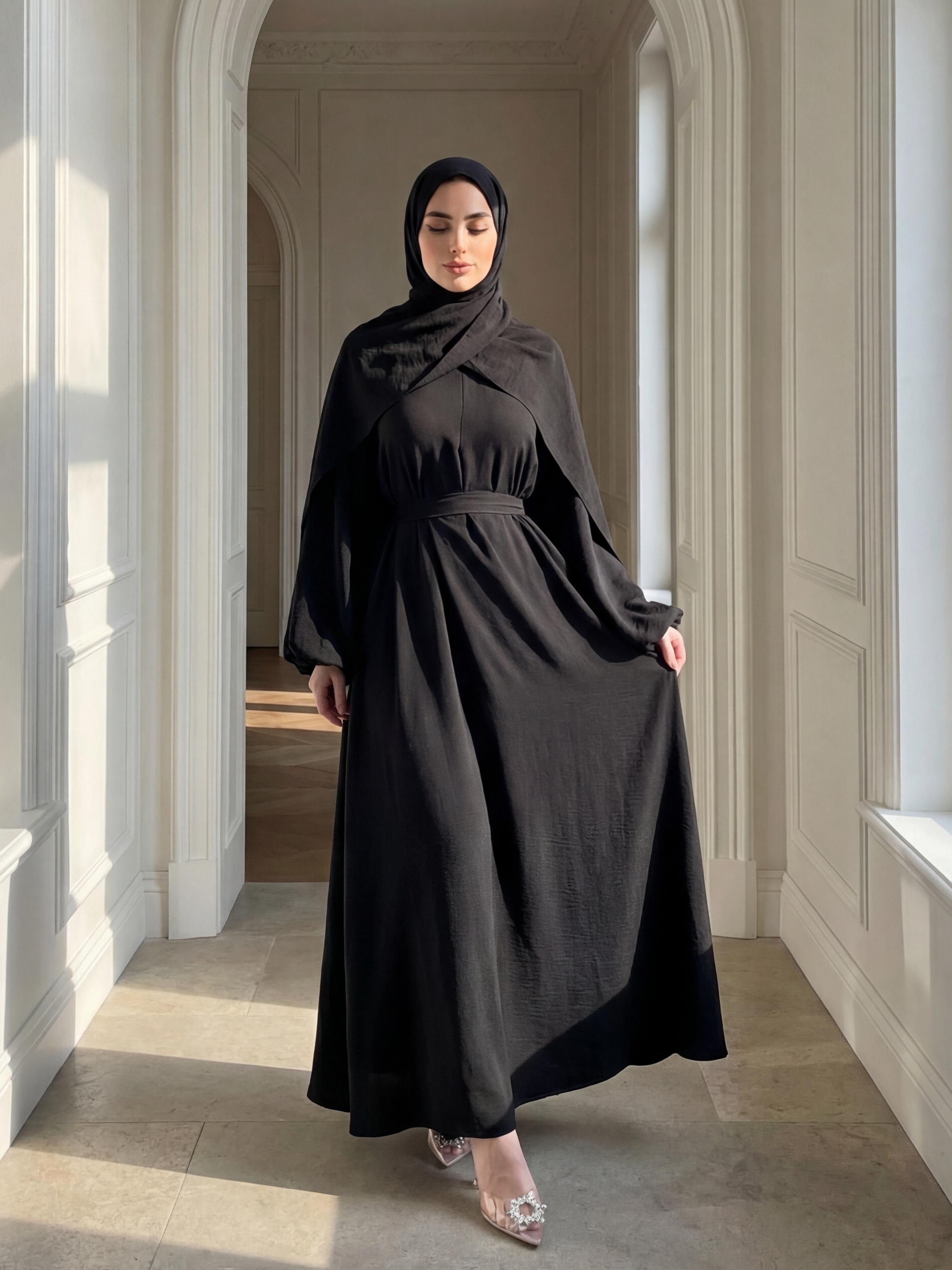 CL20 Women's Solid Color Elegant Abaya Dress, Wrinkle-free fabric Abaya Is Suitable For Daily Wear, Travel And Party,Simple and casual Modesty Muslim,Fashionweek Modern Pastel