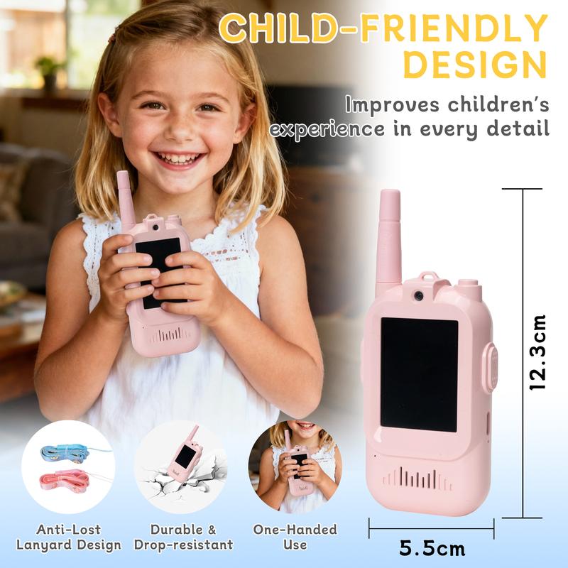 Kids Video Walkie Talkies Toys 2 Pack Long Range Communication with Camera Ideal for 3-12 Year Olds Colorful Audio for Outdoor Indoor Play Holiday Christmas Gifts Video call intercom Christmas Sock Filler
