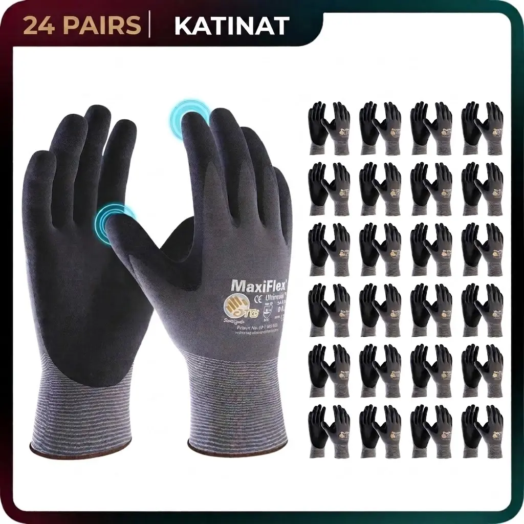 12/24 Pares Guantes Para Trabajo - Coco Ruta Maxi Flex Foam Work For Men - Enhanced Grip Maxi Flex Nitrile Gloves Coated