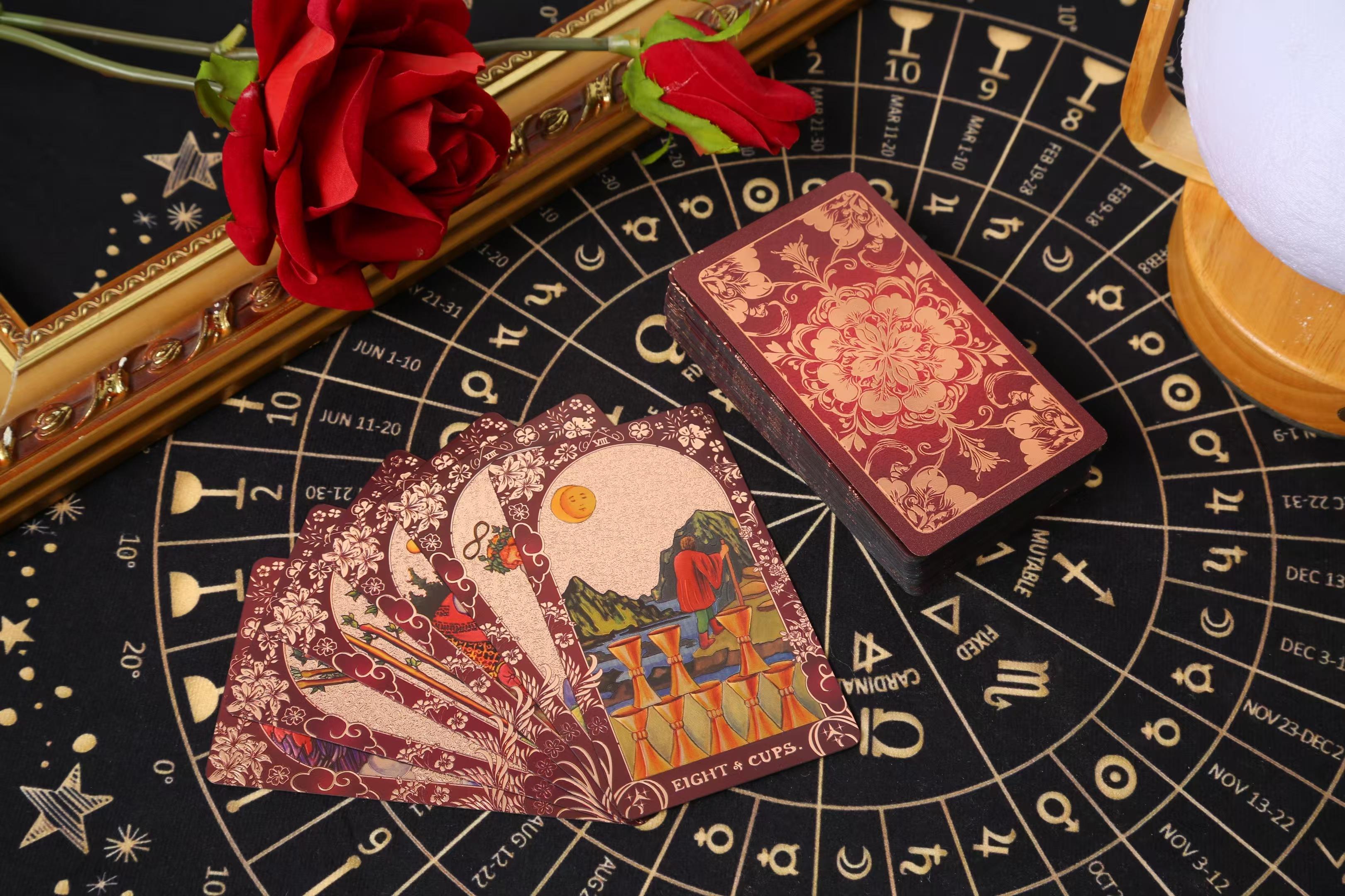 Pink Holographic Tarot Deck Gold Foil Color Shifting Waterproof Pink Holographic Tarot Deck Gold Foil Color Shifting Waterproof