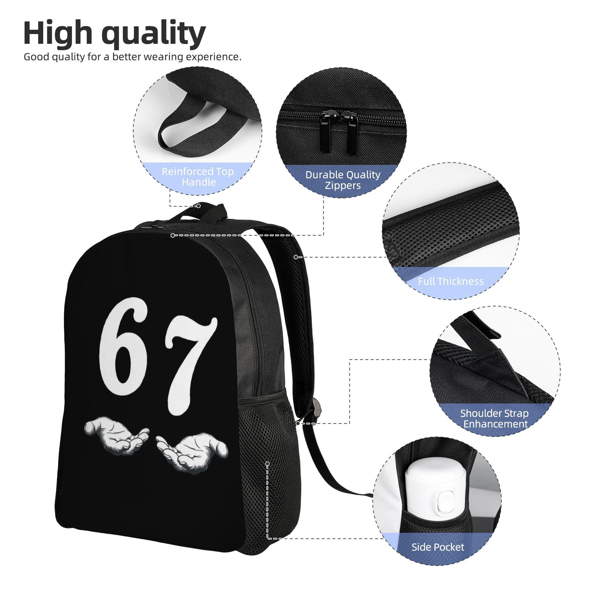 1pc 67 Meme & Six Seven Meme Backpack - Funny 67 Number Print School Bookbag, Large Capacity Rucksack Suitable for, Adults, Back to School, Travel, Daily Use - Lightweight & Machine Washable, for Teenager