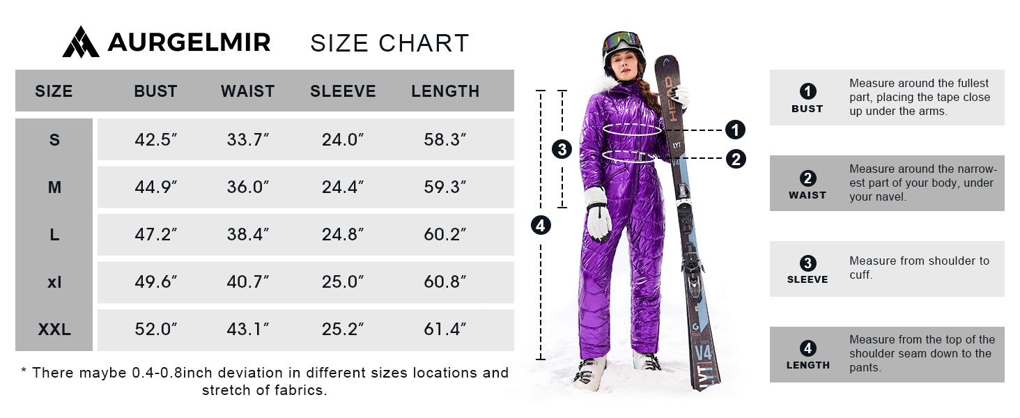 Fisoew Womens One Piece Ski Suit Warm Waterproof Snowsuits Winter Snow Jumpsuits Outdoor Sports Outerwear