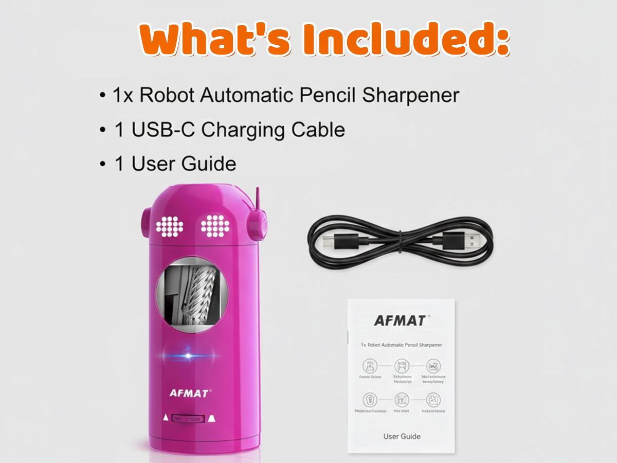 【New Year Sale】AFMAT Fully Automatic  Pencil Sharpener – Hands-free, Rechargeable, 3 Sharpness Settings, Kid-Safe, Large Hole (7-11.5mm), Perfect for Home, School & Office, Teacher Stuff,Teacher Christmas gifts