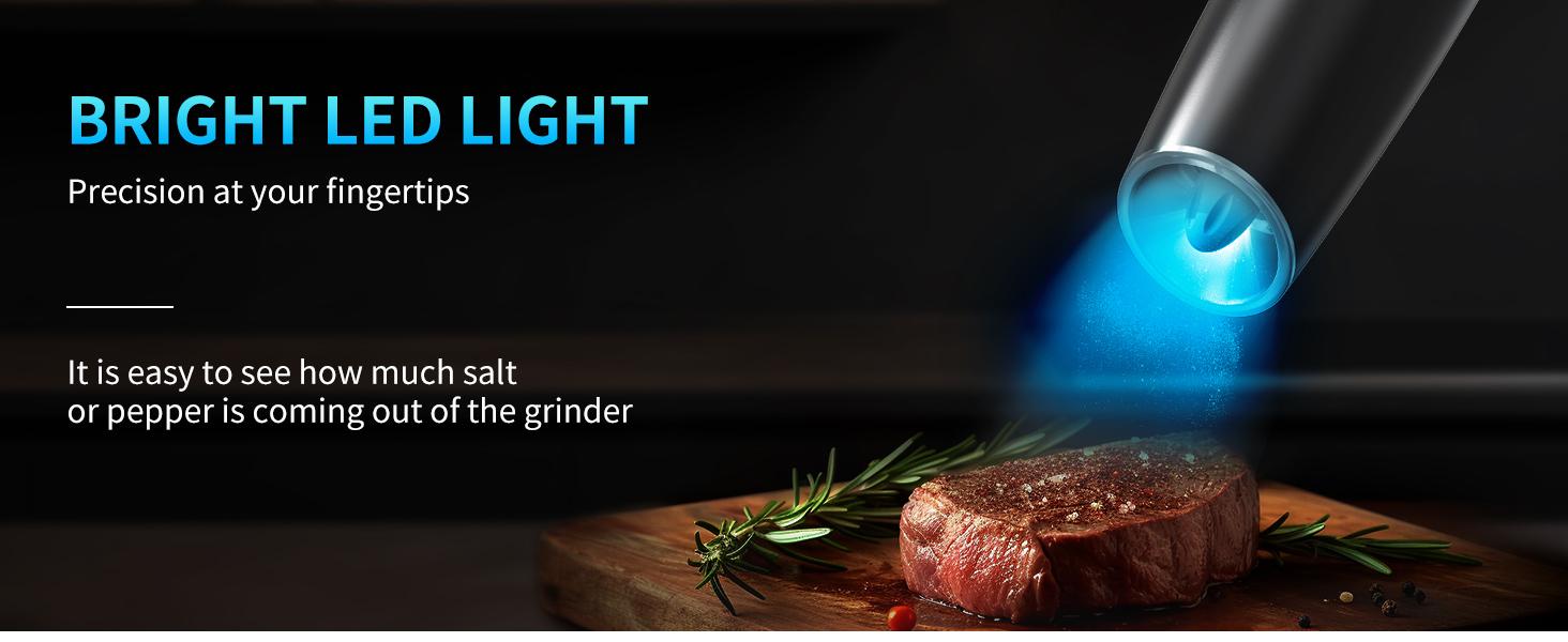Gravity Electric Salt and Pepper Grinder Set Automatic Salt and Pepper Grinder Set with LED Light Kitchen Seasoning Utensils